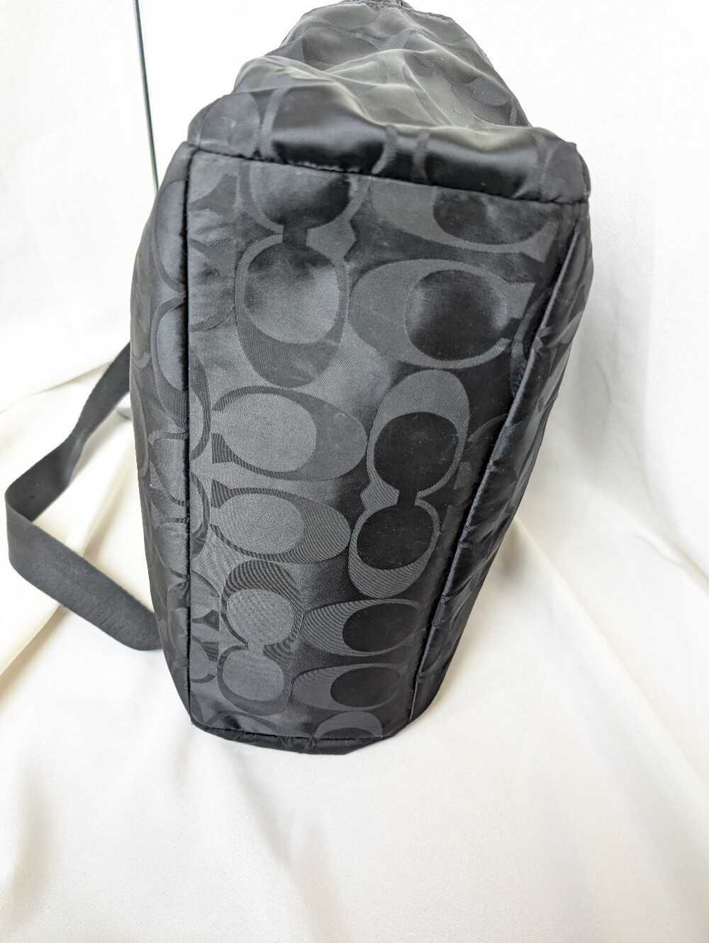 Coach Black Signature Weekender / Diaper Nylon Bag Tote Bag F77577 - Picture 5 of 16